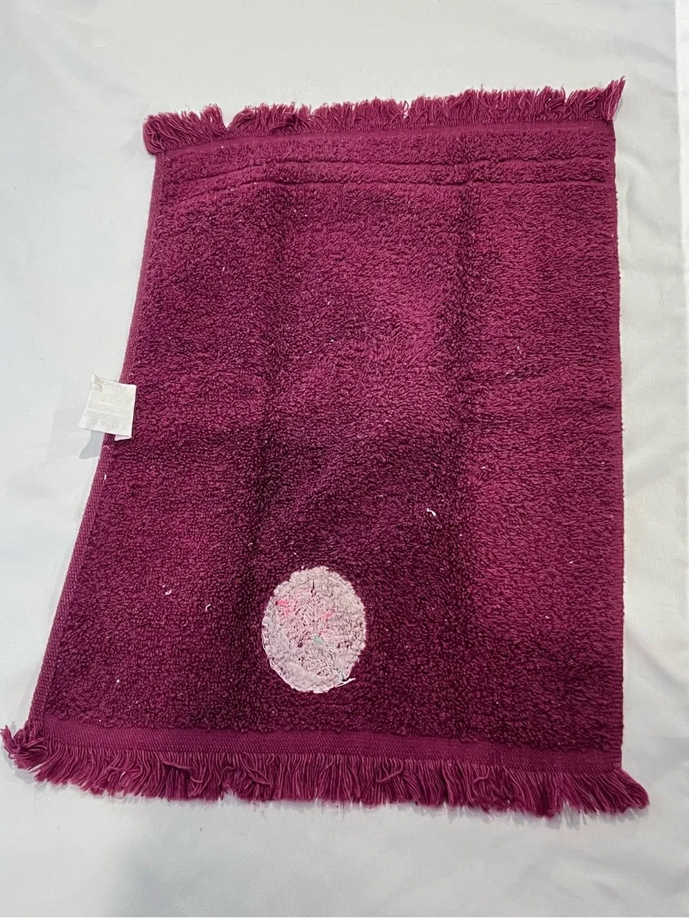 Vintage Cannon Burgundy Rose Embroidered Hand Towel Made USA